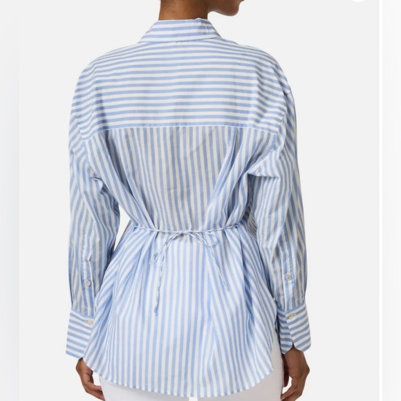 Vince Cotton Oversized Stripe Shirt In Blue White Stripe Size 2X 20 - Picture 3 of 8